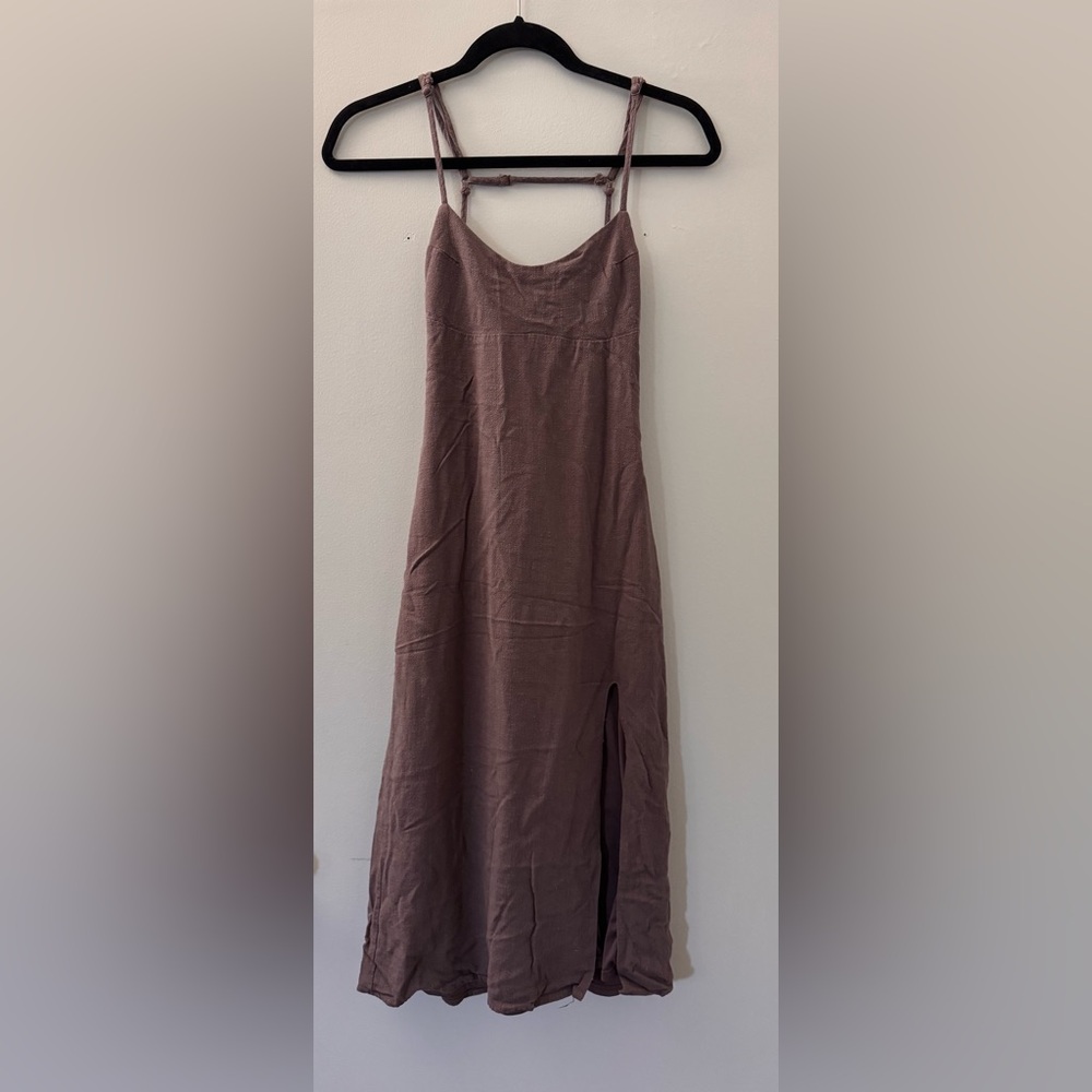 Kendall & Kylie Burgundy Long Dress with Slit and low back